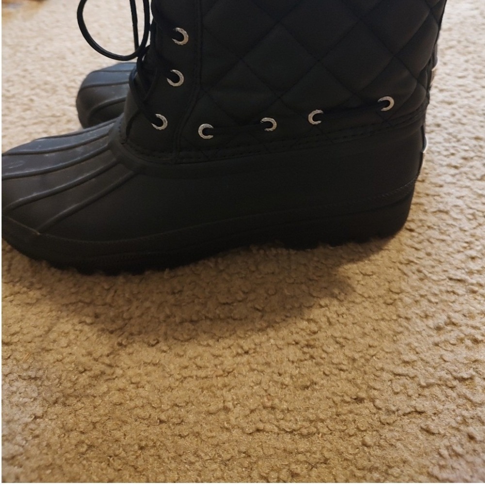 Sperry Quilted Duck Boots Black‎ Lace Up Waterproof Women Size